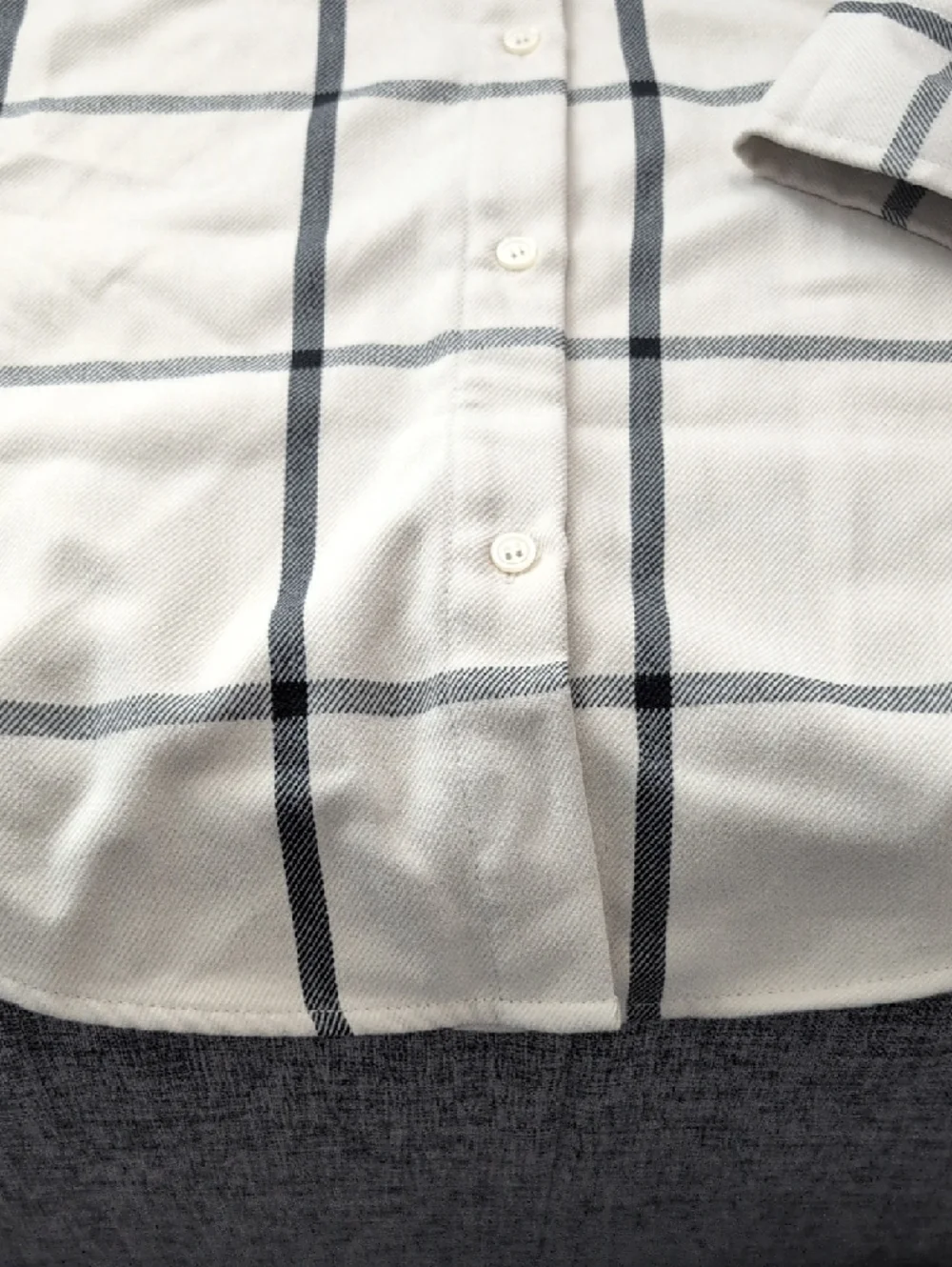 H&M Cream Button-Down Shirt with Black Windowpane Plaid - Picture 5 of 8